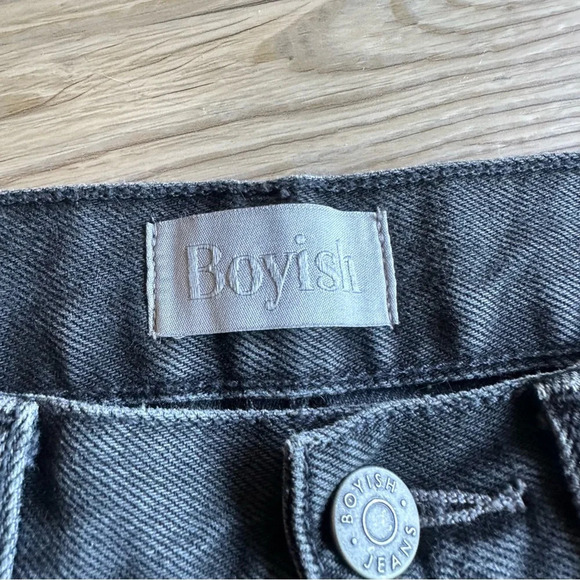 Boyish Billy High Rise Straight Leg Touch Evil Black Distressed Denim Jeans 24 - Picture 4 of 10